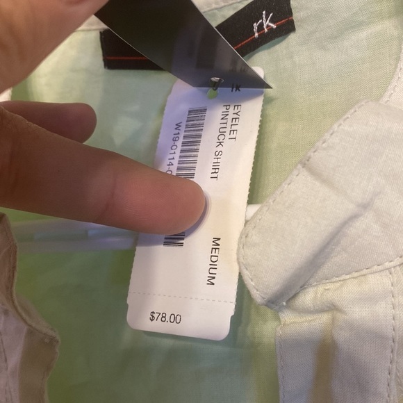 Ladies New button RK Light Green 3/4 Sleeve Top NWT Pin tuck shirt size Medium - Picture 6 of 6